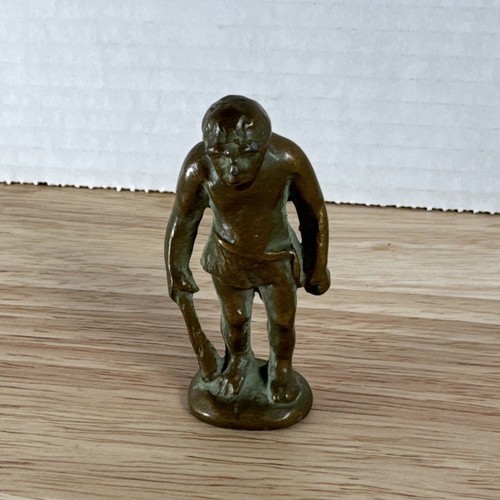 Vintage 1940’s SRG Brass Bronze Patina Cave Man Figure Figurine 2 3/4"