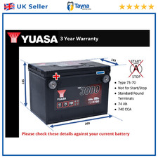Battery fits CADILLAC DEVILLE 4.9 93 to 95 Yuasa 75-70 740A 74Ah 3Yr Warranty