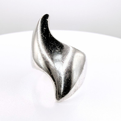 Sterling Silber 925 Modernist Skulptur Welle Ring Größe R1/2
