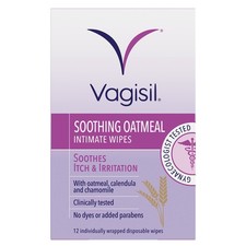 VAGISIL Soothing Oatmeal Intimate Wipes to soothe itch & irritation 12 Wipes