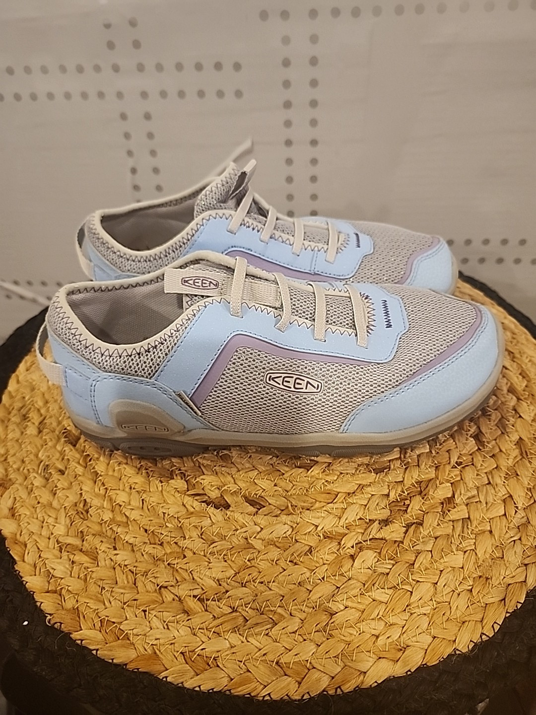 Scarpe Keen Wmn taglia Us 5 blu argento viola slip on supporto arco plantare abbigliamento attivo