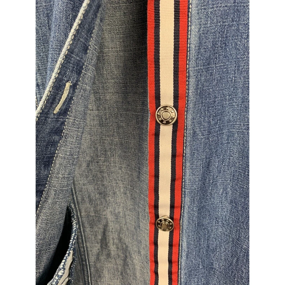 Chaqueta vaquera Norton Studio mujer talla grande 16 azul rojo blanco botones Foto 3 de 4