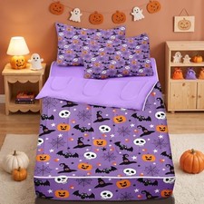 Halloween Pumpkin Zipper Bedding for Kids, 3 Twin Halloween Farmhouse Pumkin
