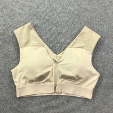 Tommie Copper Sports Bra Womens Medium Beige Zip Front Copper Znergy Activewear