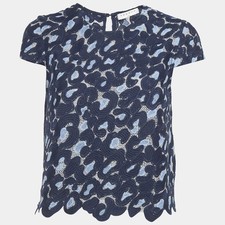 Sandro Navy Blue Lace Crop Top S