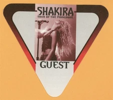 Shakira 2001 Tour of The Mongoose Concert GUEST Backstage Pass