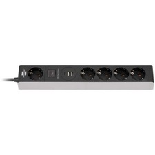 Brennenstuhl 1159780615 1.5m Indoor Angle IP20 Black Grey 5 AC Outlet s 