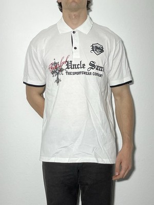 Uncle Sam Polohemd Poloshirt T-Shirt Oberteil Weiß Schwarz Gr XXL