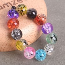 20pcs Round 10mm Crackled Crystal Glass Loose Spacer Beads For Jewelry Making