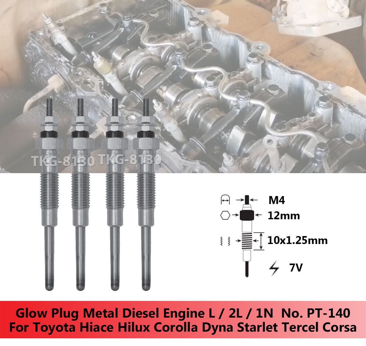 4pcs Glow Plugs 19850-54050 For TOYOACE COROLLA STARLET CROWN HIACE HILUX