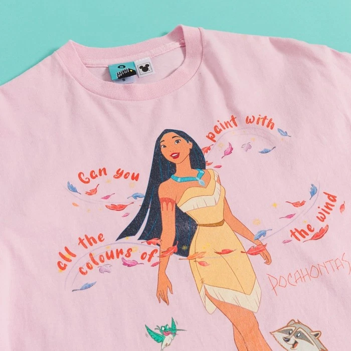 Official Disney Pocahontas Colours Of The Wind Pink T-Shirt - Image 3 of 4