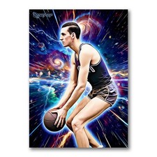 Jim Pollard Star Player Art Card 01/20 Starpop Signed Basketball Print