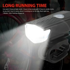 USB Rechargeable LED Bicycle Headlight Bike Front Rear Lamp Cycling NEW