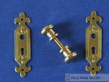 Classic Brass Door Knobs & Plates, Dolls House Miniature, Building & DIY Knob