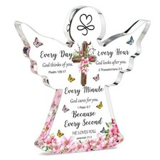 Acrylic Christian Gifts with Bible Verse Prayers - Religious Gifts Cross Angel