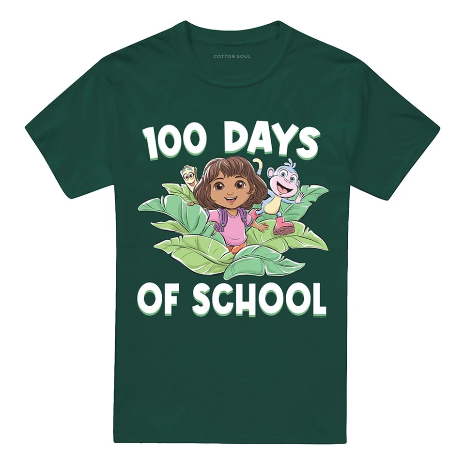 Camiseta Dora la Exploradora 100 Días de Hojas Escolares S-4XL, Verde Cazadora Foto 4 de 4