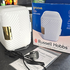 Russell Hobbs 4L Portable Mini Fridge Cooler/Heater 45W RH4CLR1001GVW White/Gold