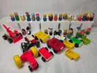 Fisher Hasbro Mix 42 pc lot Little People and Weeble characters cars animals vtg