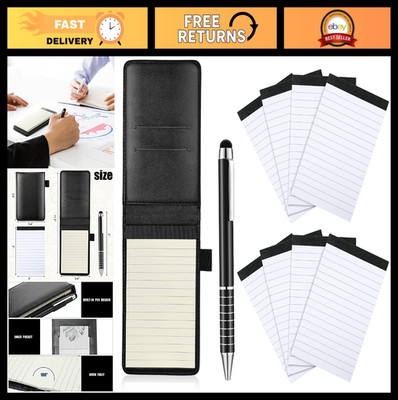 10 Pcs Mini Pocket Notepad Holder Set, Leather Notebook, Metal Pen, Memo Refills