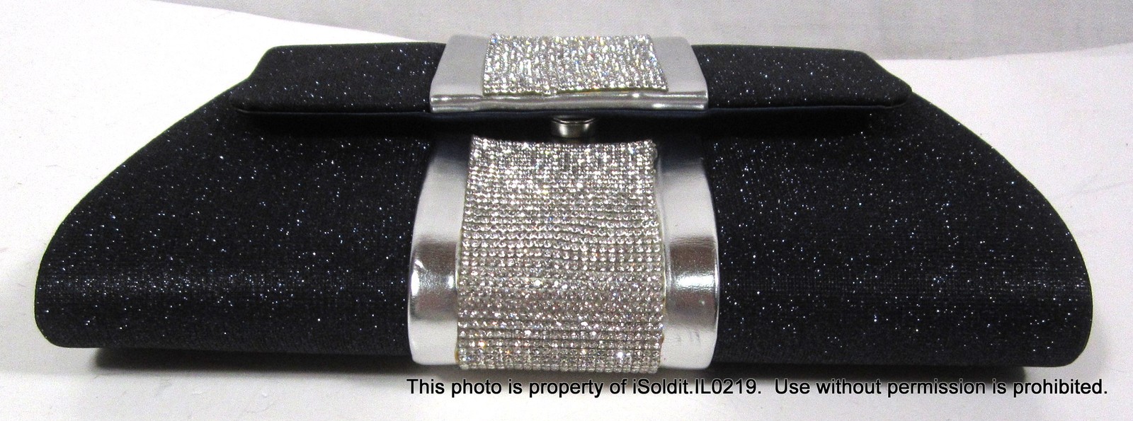 NEW NINA BLACK BLUE SPARKLE EVENING BAG w/ CRYSTALS Clutch or Shoulder Bag