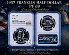 1957 Franklin Half Dollar NGC PF69 - Brilliant White Spot Free Virtually Perfect