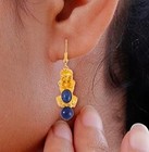 Genuine Blue Lapis 16.25ctw ~ Dragon Ion YG Plated Earrings. Unused  — photo 5