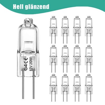 10x G4 10W 20W 12V Leuchtmittel Halogen Lampe Lampen Stiftsockel Birne Warmweiß