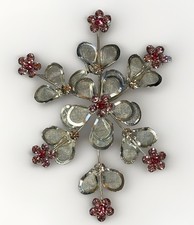 Vintage 1950s Pink Rhinestone Floral Hair Clip 4 In. Bridal Wedding Hair Jewelry