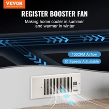 VEVOR Register Booster Fan, Quiet Vent Booster Fan with Remote Control, Adjustab
