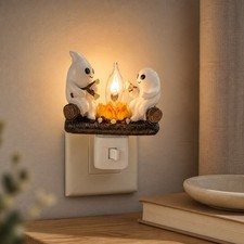 Ghost Campfire Night Light Halloween Decor Roasting Marshmallows UL Listed 7W