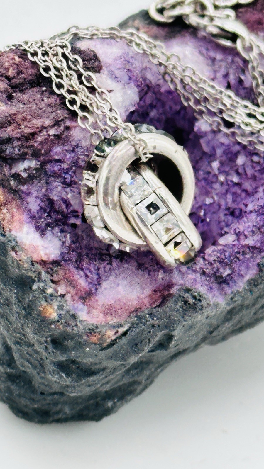 Brighton Spectrum Interlocking Ring Necklace Blue… - image 5