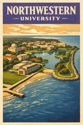 Northwestern University Campus Poster   - 24x36  - Premium Matte Paper 200gsm