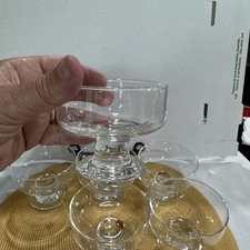 Vintage Glass Desert Sundae Bowls Set Of Six B13