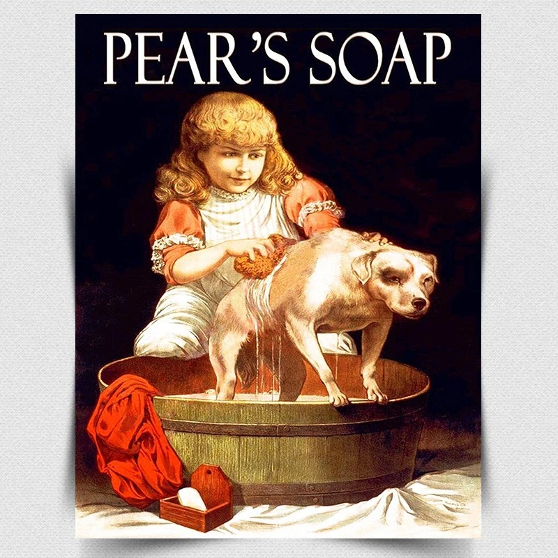 PEARS SOAP METAL WALL SIGN/PLAQUE Dog Toilet Vintage Bathroom Advert A6 A5 A4 A3 - Image 1 of 4