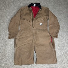 Vintage Carhartt Canvas Coveralls Mens 42T Union Made In USA 100 Cotton 996QZ