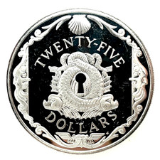 1988 Virgin Islands Lock Plate $25 Silver Sunken Ship Treasures of The Caribbean