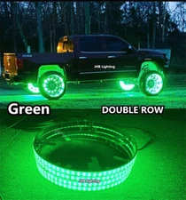 JHB 17.5"Remote Switch Pure GREEN Strobe DOUBLE ROW LED Trucks Wheel Rim Lights
