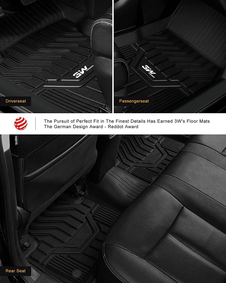 3W Floor Mats & Cargo Liner for Nissan Rogue 2014-20- All Weather TPE Protection - Imagem 3 de 4