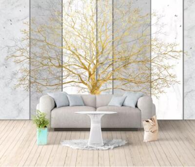 3D Golden Tree ZHUA869 Wallpaper Wall Murals Removable Self-adhesive Amy