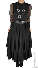 LAGENLOOK Shabby Volant Godet-Rock schwarz XL...