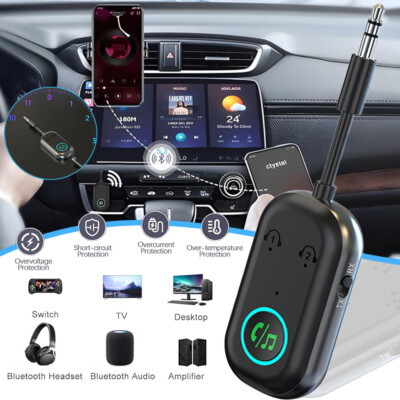 Auto Bluetooth 5.3 Wireless 3.5mm Klinke AUX Empfänger Adapter Musik Audio KFZ