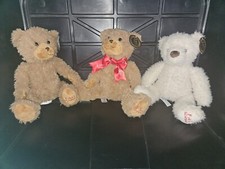 FAO Schwarz 3 Bear Plush Lot 2 Brown 1 White 2020 Ribbon Stuffy Soft