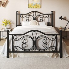 Twin Full Queen Bed Frame with Headboard  Footboard Strong Metal Slat Support