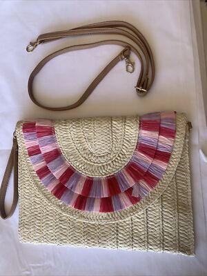 Straw Clutch Handbag Summer Beach Purse for Women Woven Envelope Bag Freie Liebe Straw Clutch Purses for Women Summer Beach Bags  main image 4