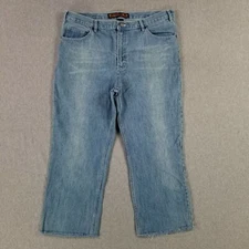 Steve & Barry's 38x30 Low Rise Boot Cut Jeans Cut Off Raw Hem Shortened Vintage
