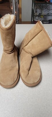 Beach Feet Australian Boots Sheepskin Lining Suede Leather Brown