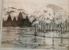 Tri Chem Ducks Mountain Lake View Liquid Embroidery 7258 Picture to Paint 