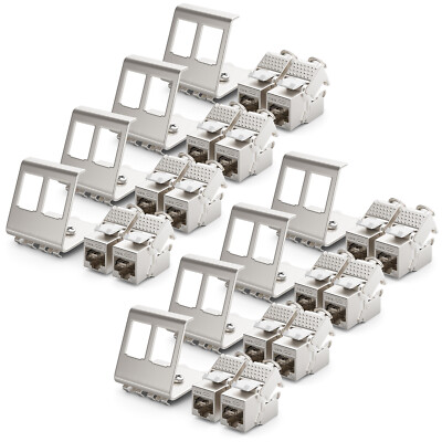 16x CAT 6a Keystone Jack Modul RJ45 STP + 8x Hutschienen Adapter Patchpanel LAN