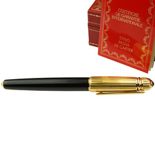Cartier Pasha F&uuml;ller 18 Karat M-Feder Gold Schwarz Vintage Classic TOP