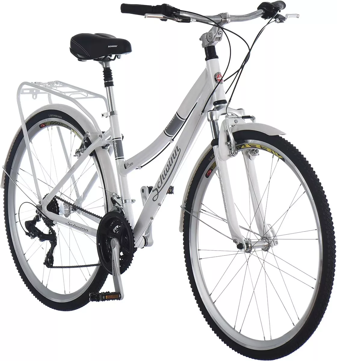 Schwinn Discover Hybrid Bike 21 Speed 28 Inch Wheels Rear Cargo